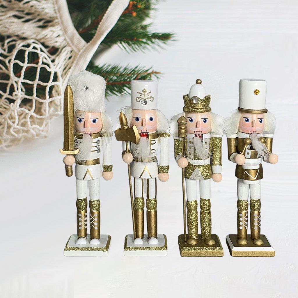 Nutcracker Figurine - 4x 18cm handgeschilderde notenkrakerbeeldjes voor Kerstmis