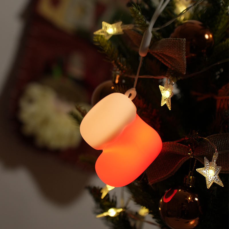 Christmas Stocking Hanging - Kerstsok siliconen hangornament USB oplaadbare LED