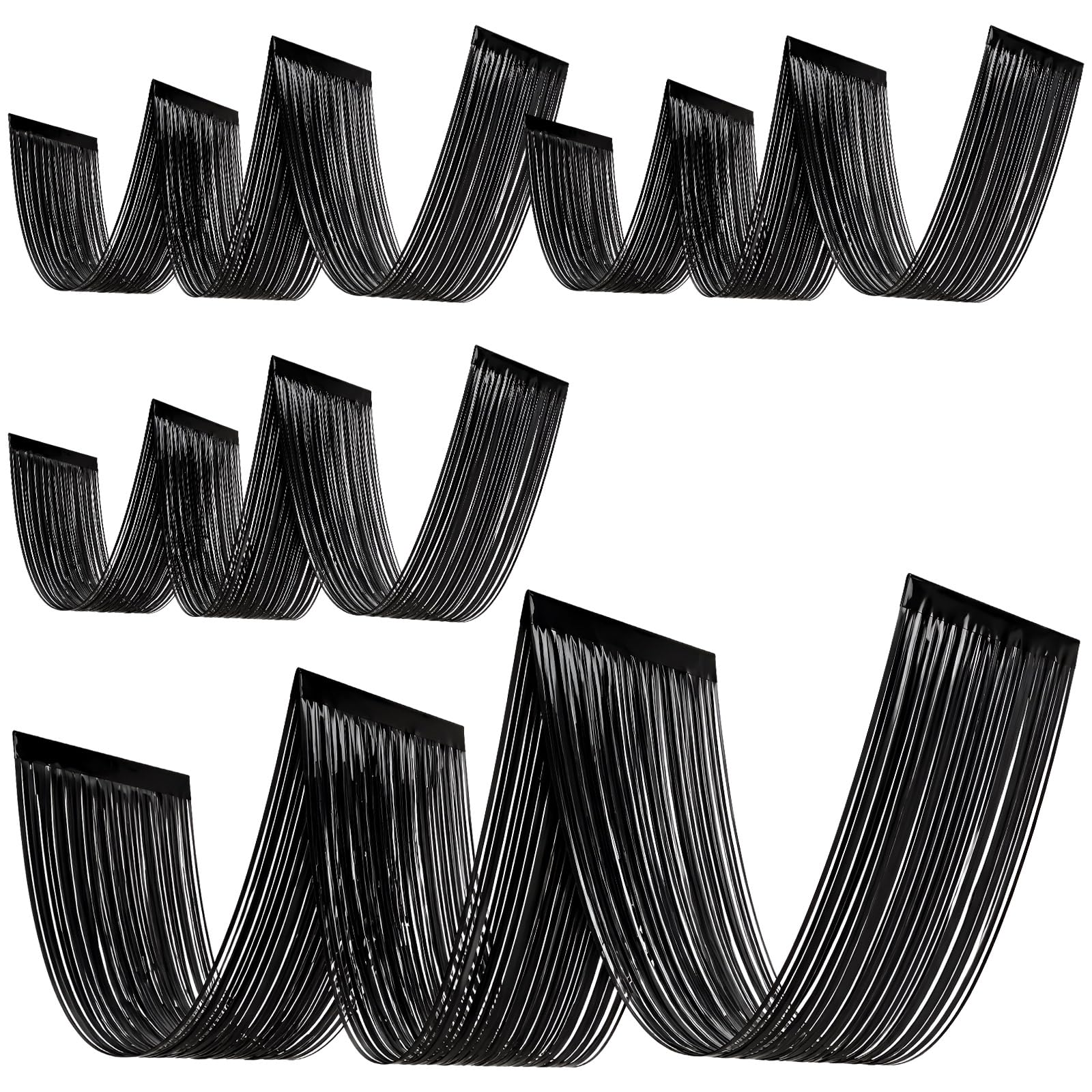 Tinsel Garland Decoration - 4 stuks zwarte tinsel franje plafondgordijn,