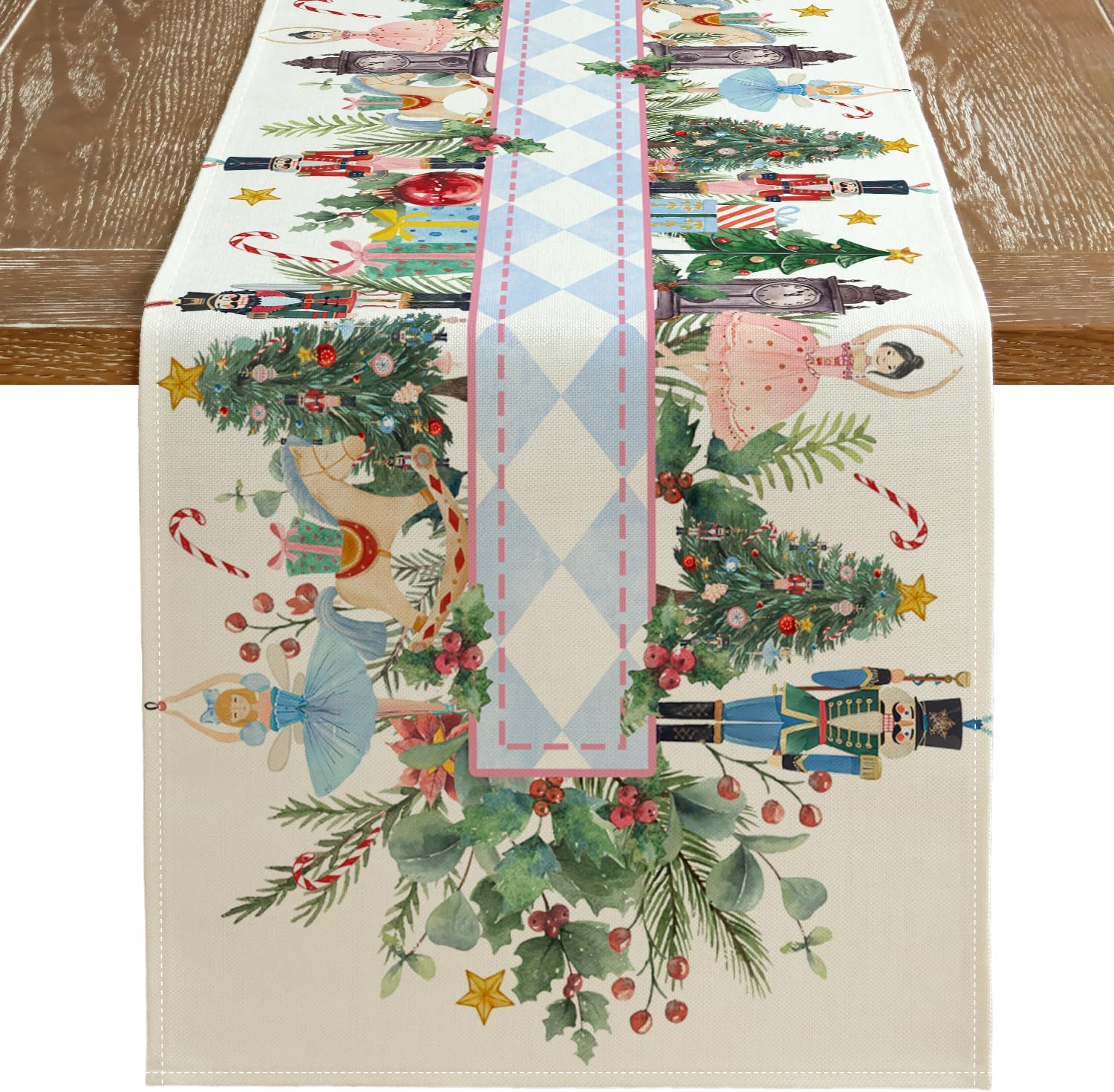 Christmas Table Runner - Kerst Notenkraker Kerstboom Linnen Tafelloper Party