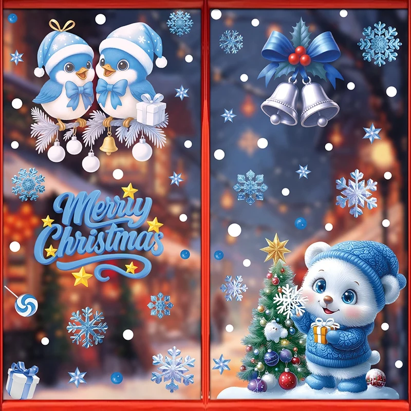 Snowflake Window Decal - Kerst glazen raamstickers sneeuwpop sneeuwvlok kerstman
