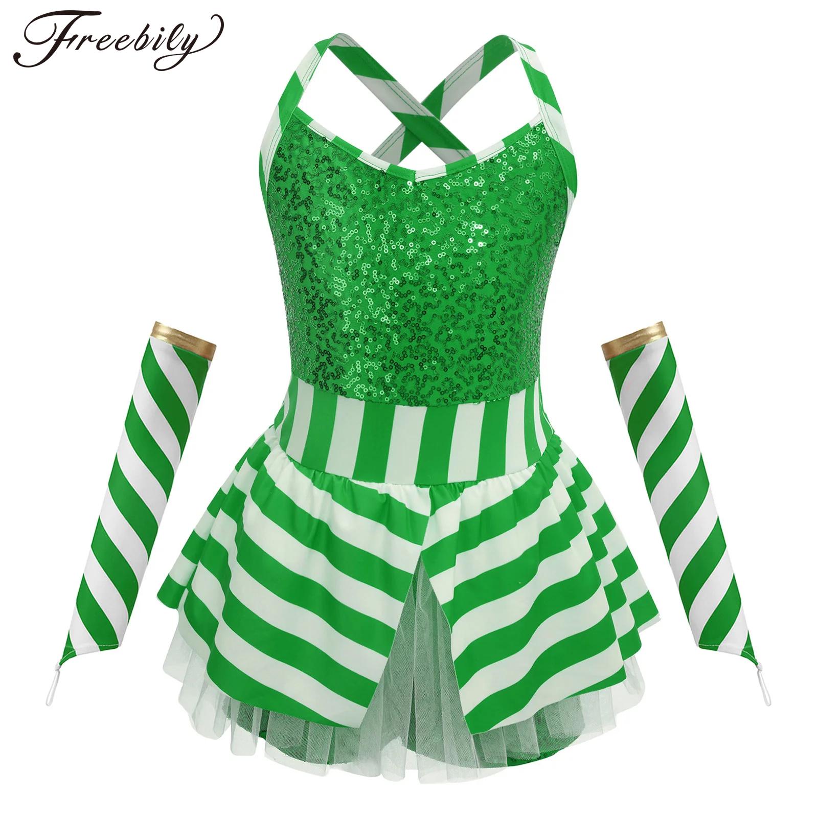 Elf Costume Christmas - Meisjes Kerst Candy Cane Gestreepte Romper