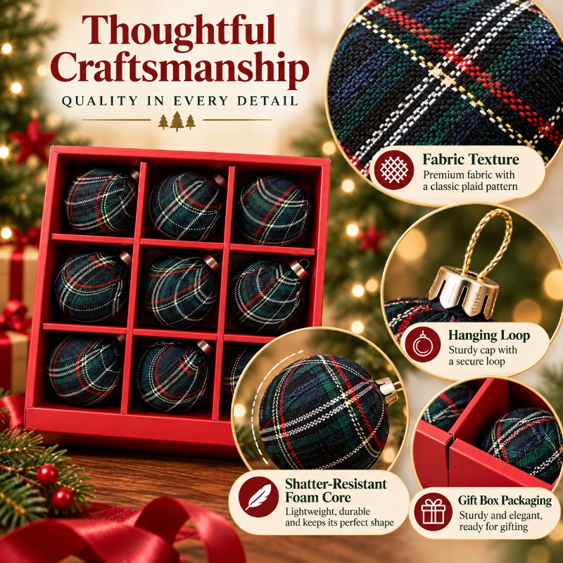 9 stuks 8cm stoffen kerstballe - Gift Box Wrap Set recensie en prijs